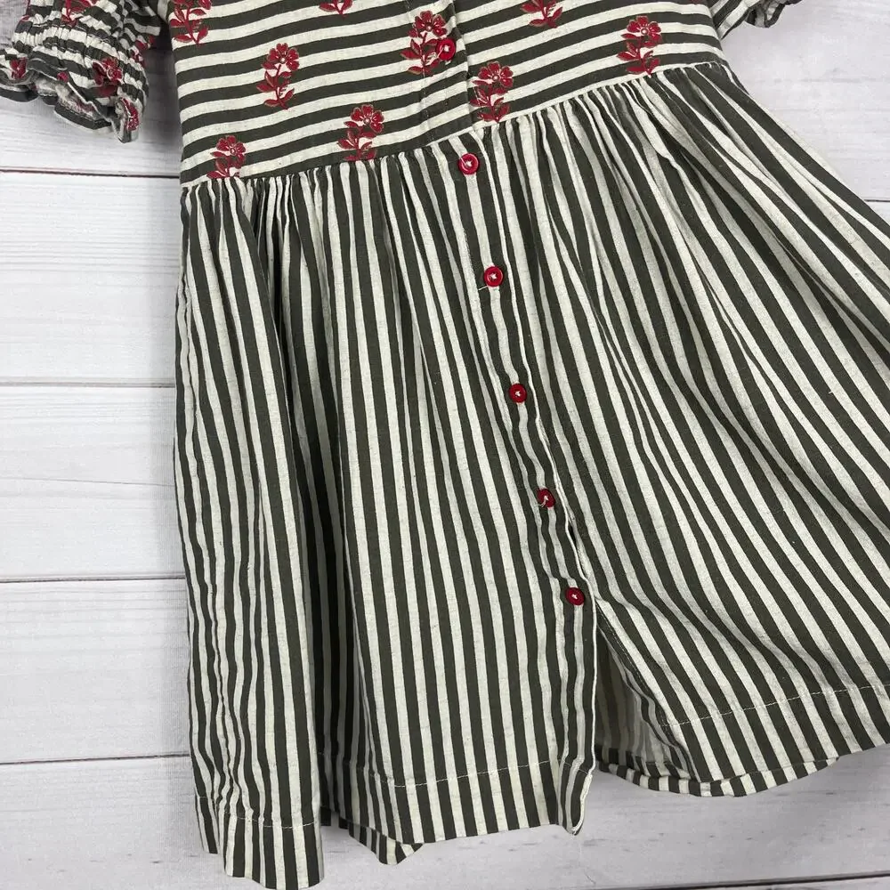 Utsa Kids Girls Short Sleeve Dress Size 5/6 Striped Floral Print‎